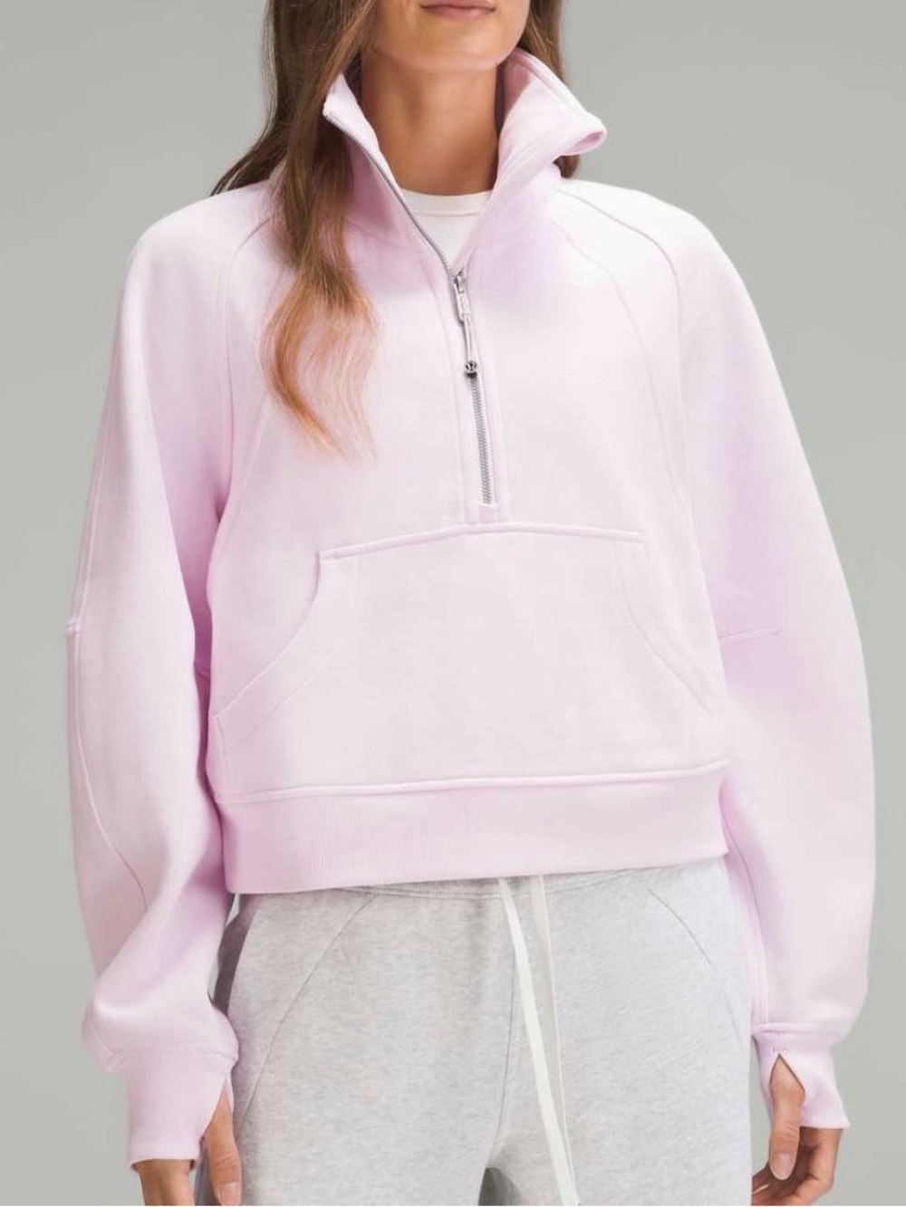 Light Pink Half-Zip Pullover Sweatshirt - Women's